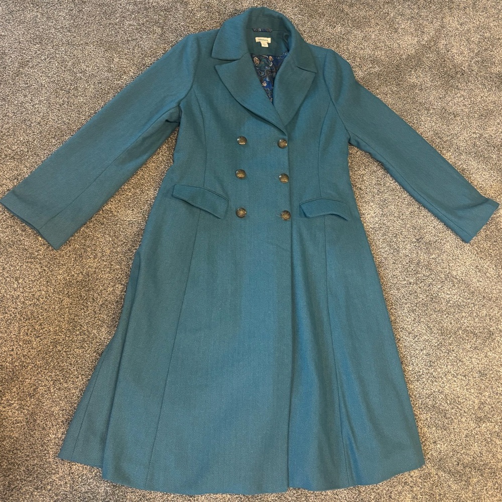 New Sundance Long Blue Double Breasted Coat